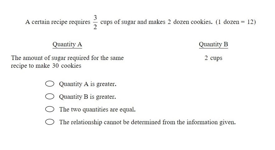 Quantitative Comparison Questions GRE